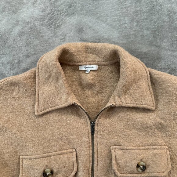 Madewell Boiled Wool Tan Popover Half Zip Sweater Women's XL - Picture 3 of 8